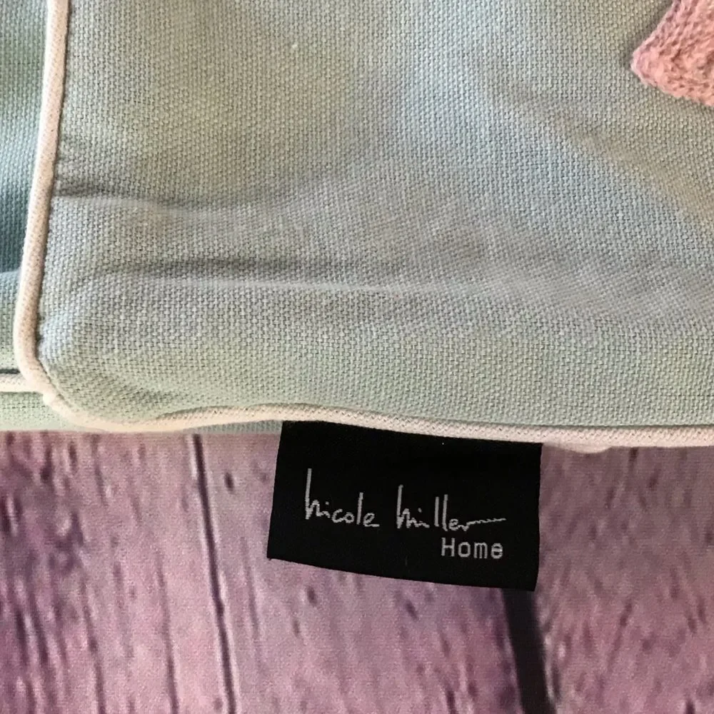 Nicole Miller Boho Mint Green Lilac Decorative Pillow Covers Embroidered Owl (2)